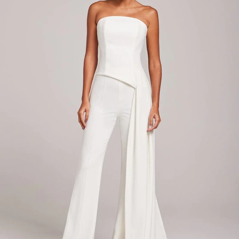 Nadine Merabi Faye White Top & Charlotte White Pants -Bachelorette/Bridal Outfit